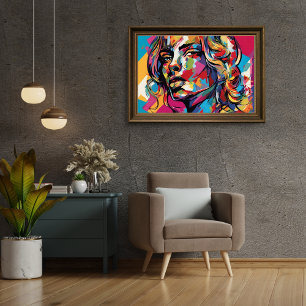 Poster Création Pop Art de Femme Abstraite Colorée