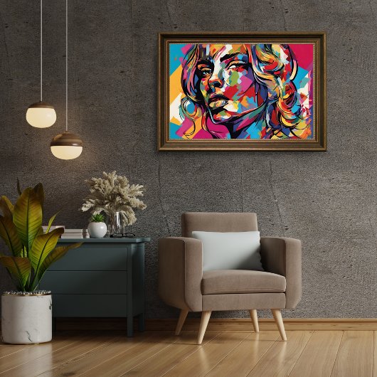 Poster Création Pop Art de Femme Abstraite Colorée
