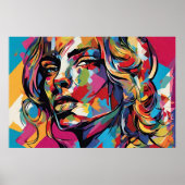 Poster Création Pop Art de Femme Abstraite Colorée (Devant)