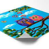 Poster Créations d'art fantaisistes de hiboux amoureux (Coin)