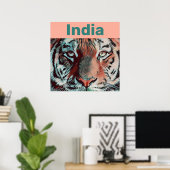 Poster Creative Wildlife Tiger Pop Art India Travel (Bureau à domicile)