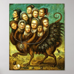 Poster Créature ailée de Chimera Monster du début du 18èm