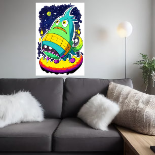 Poster Créature alien amusante Art AI