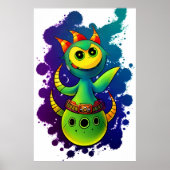 Poster créature alien cool verte | Art AI (Devant)