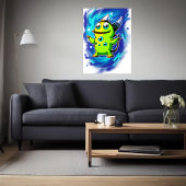 Poster créature alien verte de nombreux yeux | Art AI