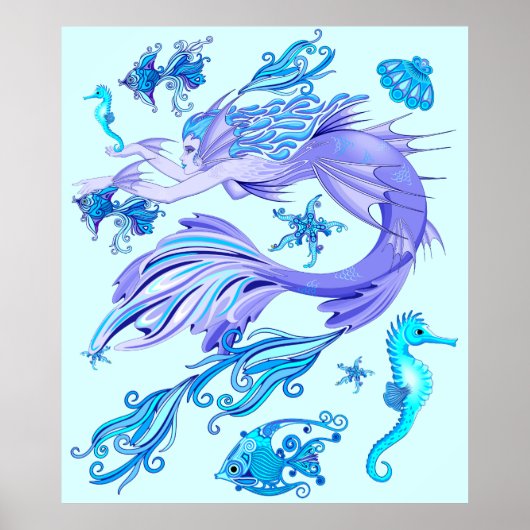 Poster Créature de la fée mauve de sirène (Devant)