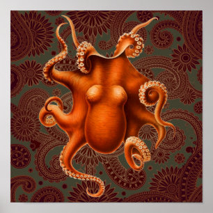 Poster Créature du monstre de la mer d'Octopus Cephalapod