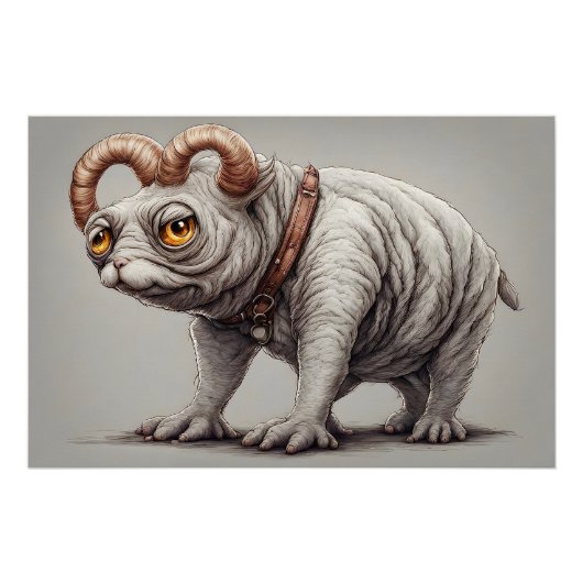 Poster Créature Imaginaire Mignonne Avec Col (Devant)