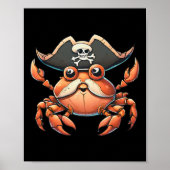 Poster Créature marine drôle Océan Pirate Crabe Chasse Sa (Devant)