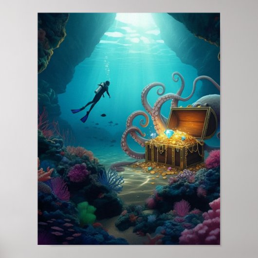 Poster Créature marine garde trésor (Devant)