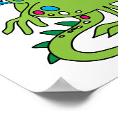 Poster créature monstre de dragon vert mignon (Coin)