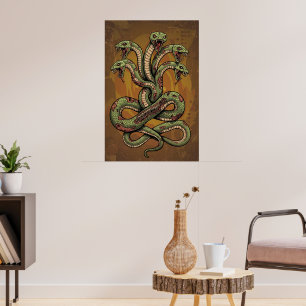 Poster Créature serpentine venimeuse multi-têtes