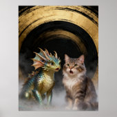 Poster Créatures de chat-dragons mythiques surprises (Devant)