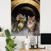 Poster Créatures de chat-dragons mythiques surprises (Bureau à domicile)