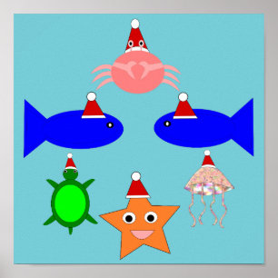 Poster Créatures de la mer de Noël