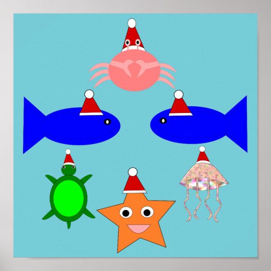 Poster Créatures de la mer de Noël (Devant)