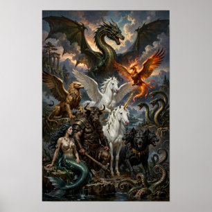 Poster Créatures Fantastiques Légendaires Dix Mythe Affic