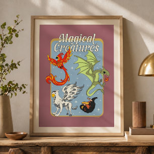 Poster Créatures Magiques Graphique Vintage