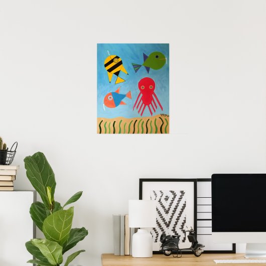 Poster Créatures maritimes Abstraites (Bureau à domicile)