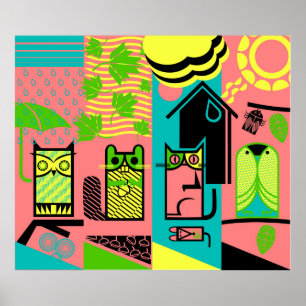 Poster créatures mignonnes extérieures