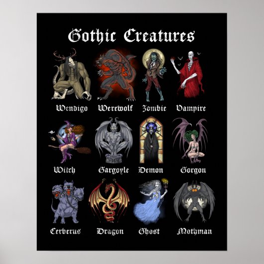 Poster Créatures mythiques gothiques (Devant)