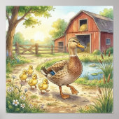 Poster Crèche Maman Canard et Canetons (Devant)