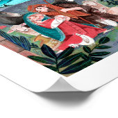 Poster Crèche religieuse bleu, rouge Marie & Joseph H (Coin)