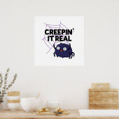 Poster Creepin It Real Funny Halloween Spider Pun (Cuisine)