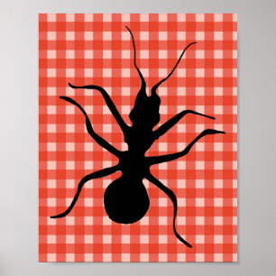 Poster Creepy Crawly Ant Plaid Tablecloth Original Art