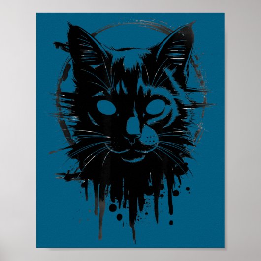 Poster Creepy Cute Goth Cat Horror Kitty Sketch Alt Nge E (Devant)