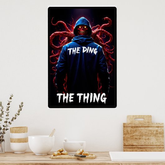 Poster Creepy figure in a hoodie with tentacles and glowi (Cuisine)