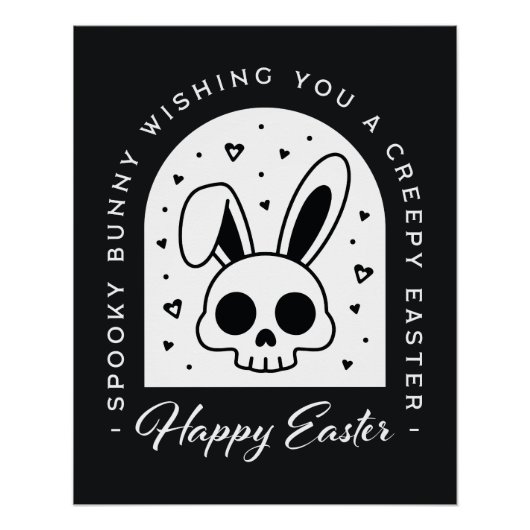 Poster Creepy Happy Easter bunny skull gothic aesthetic (Devant)