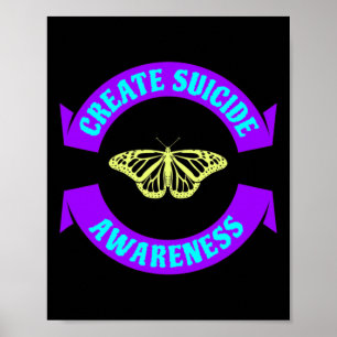Poster Créer la sensibilisation au suicide Ruban Papillon