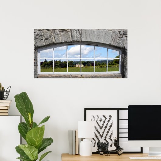 Poster Créer un effet Fenêtre Archée avec Vue Rurale (Bureau à domicile)