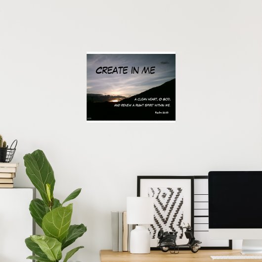 Poster Créez en moi un coeur propre, ô Dieu, un... (Bureau à domicile)