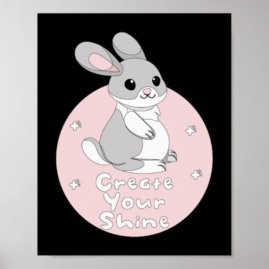 Poster Créez Votre Brillant Kawaii Funny Bunny Pink (Devant)