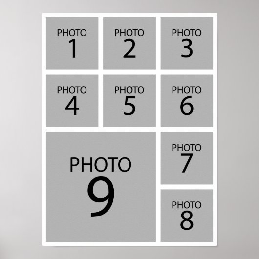 Poster Créez votre collage Modèle personnalisé 9 PHOTO (Devant)