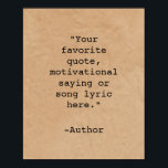 Poster Créez votre propre devis<br><div class="desc">Créez votre propre devis d'illustration murale personnalisée. Caractéristiques minimaliste typographie de machine à écrire et arrière - plan d'images en papier kraft.</div>