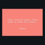 Poster Créez votre propre devis<br><div class="desc">Créez votre propre devis d'illustration murale personnalisée. Caractéristiques typographie minimaliste de machine à écrire.</div>