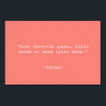 Poster Créez votre propre devis<br><div class="desc">Créez votre propre devis d'illustration murale personnalisée. Caractéristiques typographie minimaliste de machine à écrire.</div>