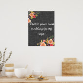 Poster Créez votre propre panneau mariage à charbon flora (Cuisine)