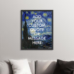 Poster Créez votre propre soumission Van Gogh Starry Nigh<br><div class="desc">Personnalisez cette affiche avec une typographie minimaliste moderne et l'arrière - plan de peinture de nuit Vincent Van Gogh Starry.</div>