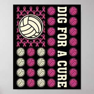 Poster Creg Pour Le Ruban Cure Volleyball Rose Cancer Du
