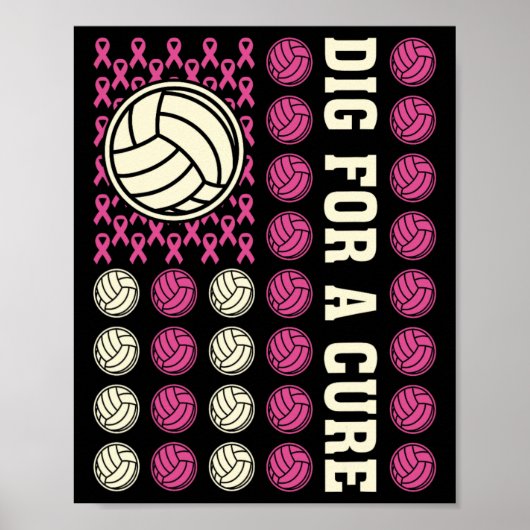 Poster Creg Pour Le Ruban Cure Volleyball Rose Cancer Du (Devant)