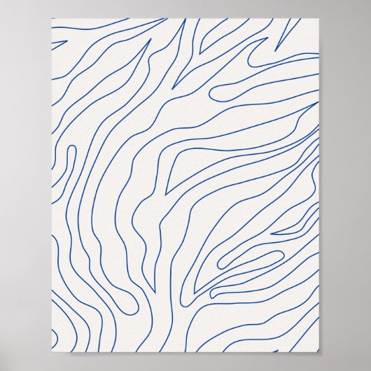 Poster Crème Abstraite Minimale Blanc Et Bleu (Devant)