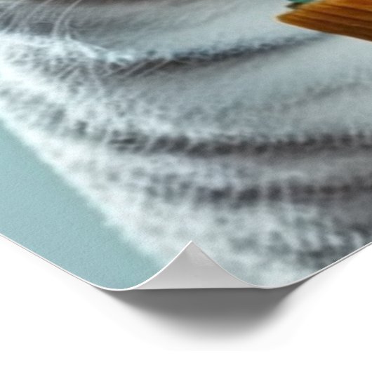 Poster Crème bleue glace King Chat avec Gold Cone Wall Ar (Coin)