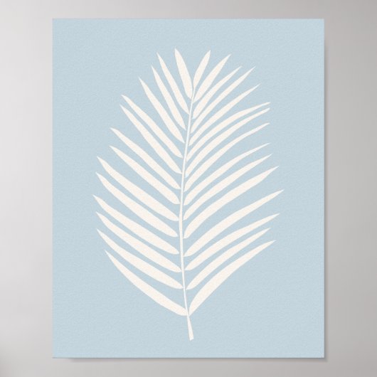 Poster Crème de feuille de palmier et bleu clair (Devant)