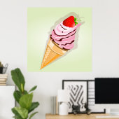 Poster Crème De Glace À La Fraise (Bureau à domicile)