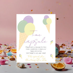 Poster Crème de glace cône Scoop Anniversaire Fête Heure