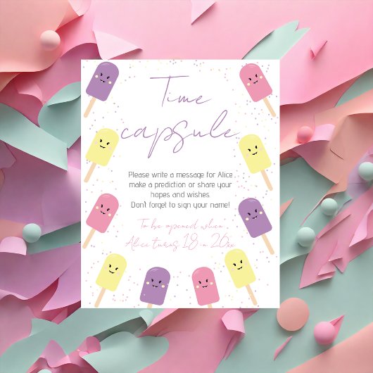 Poster Crème de glace cône Scoop Anniversaire Fête Heure 